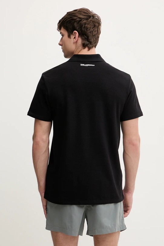 Βαμβακερό μπλουζάκι πόλο Karl Lagerfeld KL METAL B1M46013 μαύρο SS26