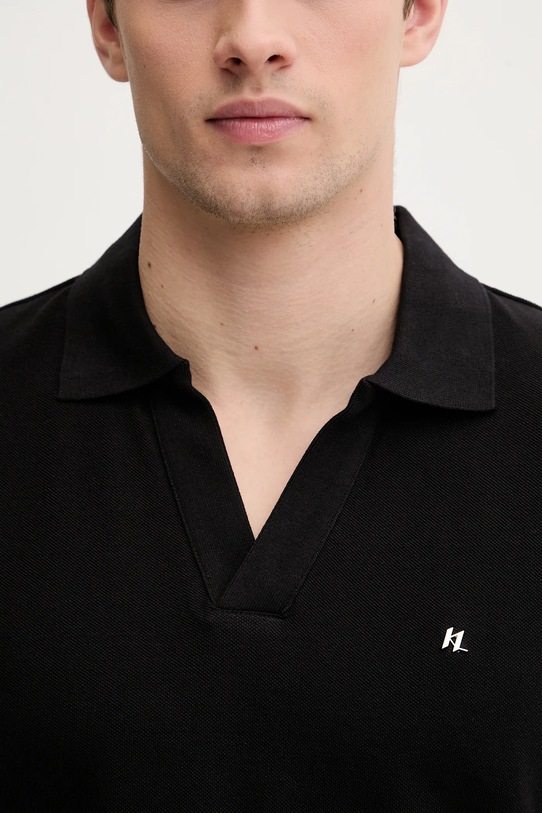 Βαμβακερό μπλουζάκι πόλο Karl Lagerfeld KL METAL μαύρο B1M46013
