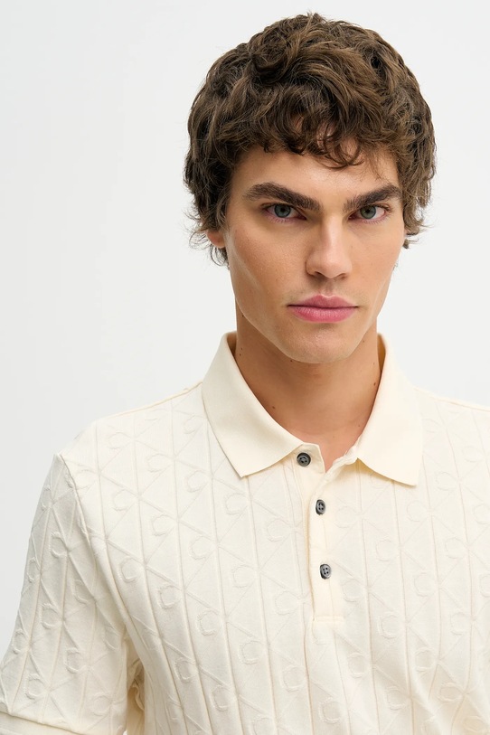 Calvin Klein polo bawełniane beżowy LV04LE203G