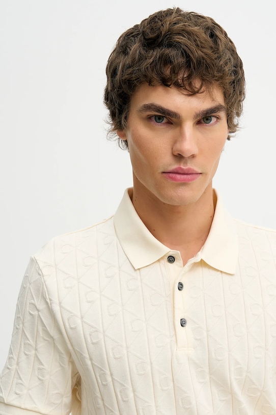 Calvin Klein polo bawełniane beżowy LV04LE203G