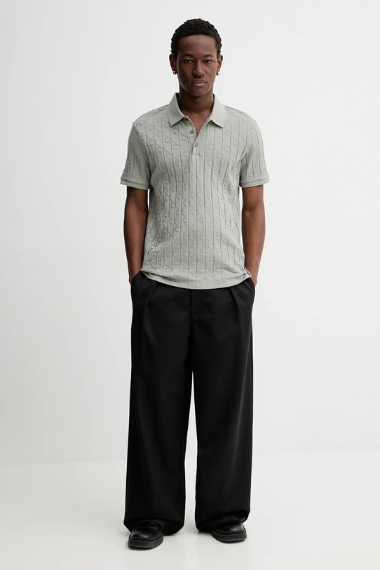 Βαμβακερό μπλουζάκι πόλο Calvin Klein LV04LE203G πράσινο SS26