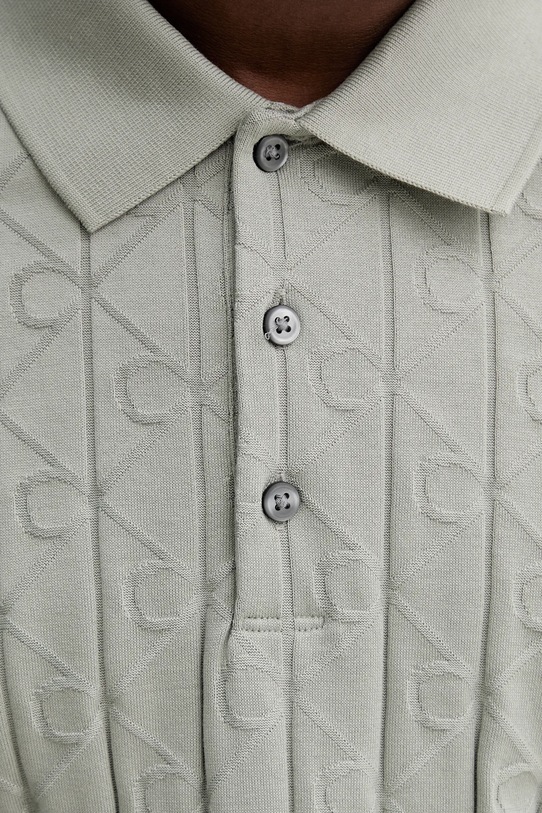 Βαμβακερό μπλουζάκι πόλο Calvin Klein LV04LE203G πράσινο