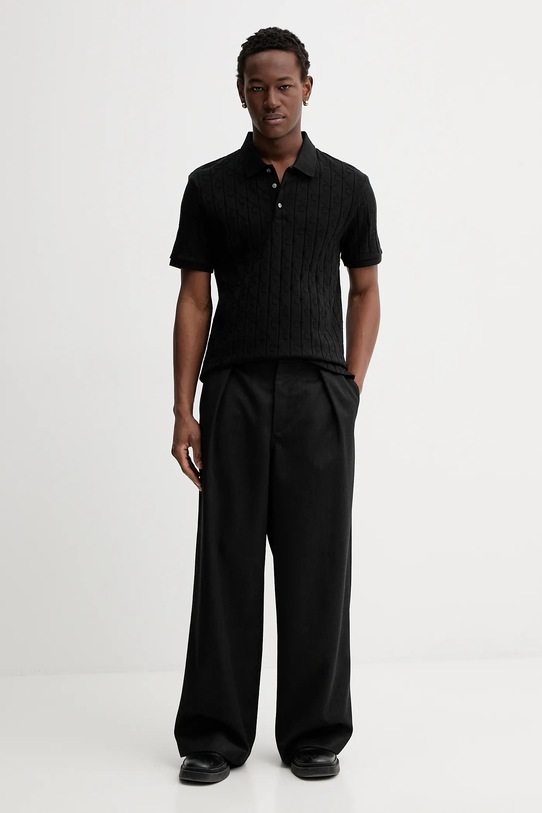 Βαμβακερό μπλουζάκι πόλο Calvin Klein LV04LE203G μαύρο SS26