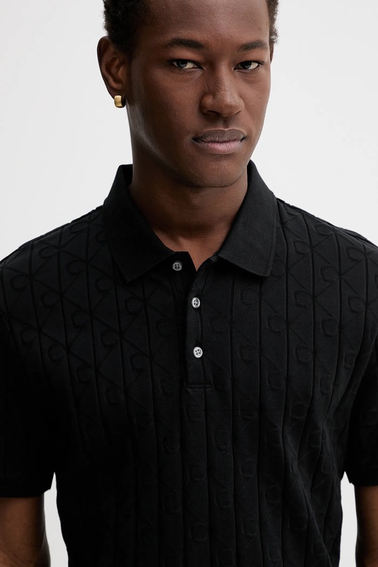 Βαμβακερό μπλουζάκι πόλο Calvin Klein μαύρο LV04LE203G