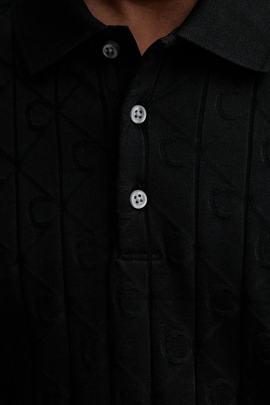 Βαμβακερό μπλουζάκι πόλο Calvin Klein LV04LE203G μαύρο