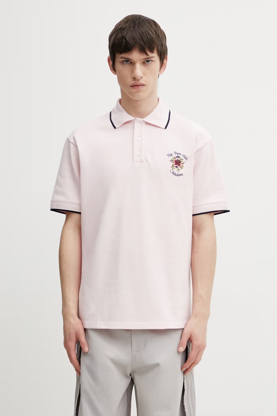 Drôle de Monsieur polo in cotone Polo Piqué Slogan Rose regolare rosa J.PL161.CO264.LPI