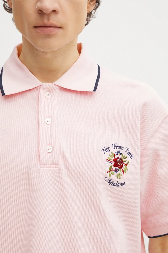 Bavlněné polo tričko Drôle de Monsieur Polo Piqué Slogan Rose růžová J.PL161.CO264.LPI