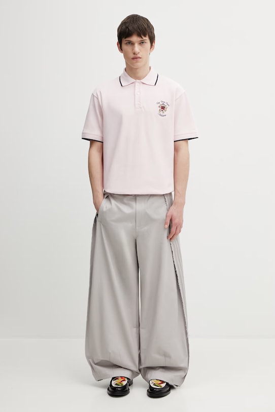 Drôle de Monsieur polo in cotone Polo Piqué Slogan Rose J.PL161.CO264.LPI rosa