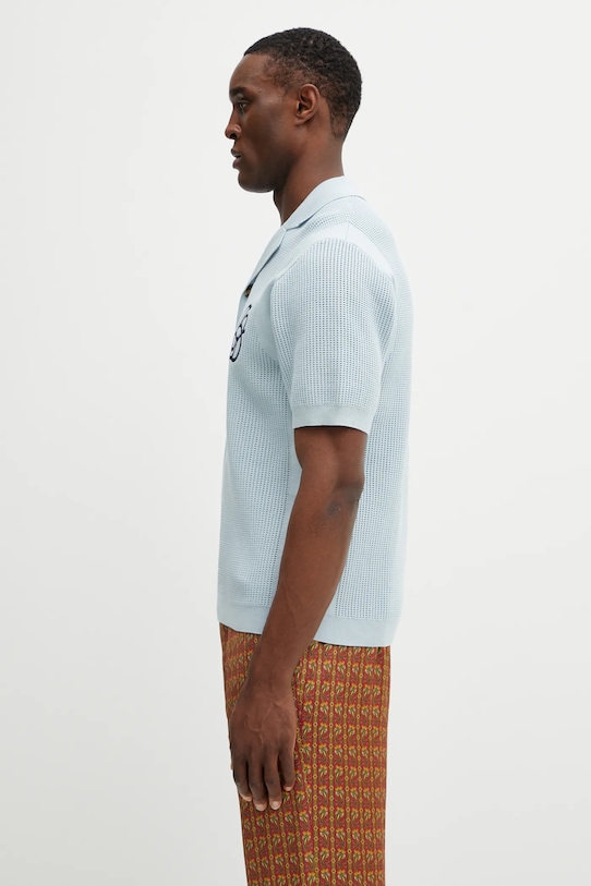 Drôle de Monsieur polo in cotone Polo Maille Monogramme J.PO171.CO207.LBE blu SS26