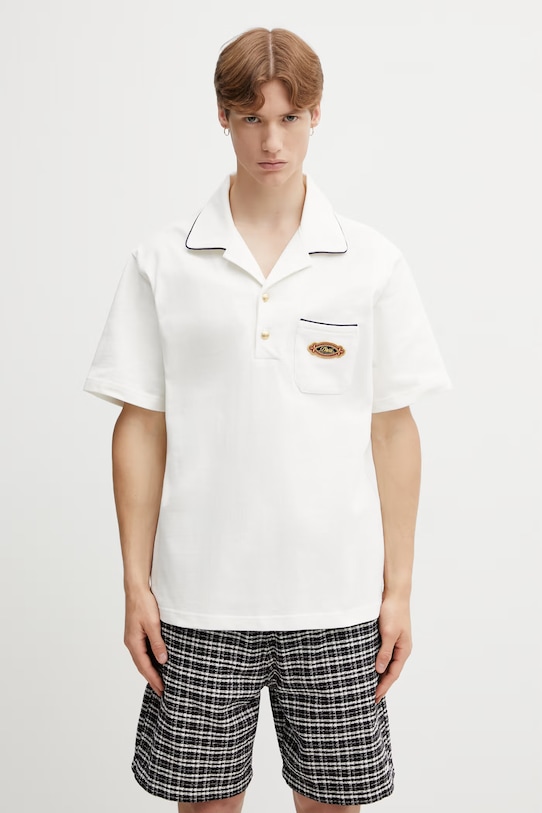 Drôle de Monsieur Patch polo bawełniany męski beżowy K.PL165.CO264.OW