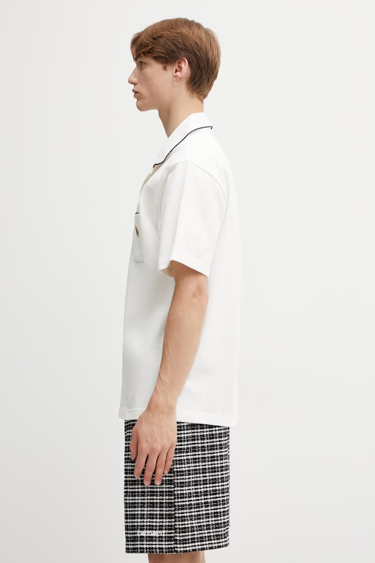 Drôle de Monsieur Patch polo bawełniany męski K.PL165.CO264.OW beżowy SS26