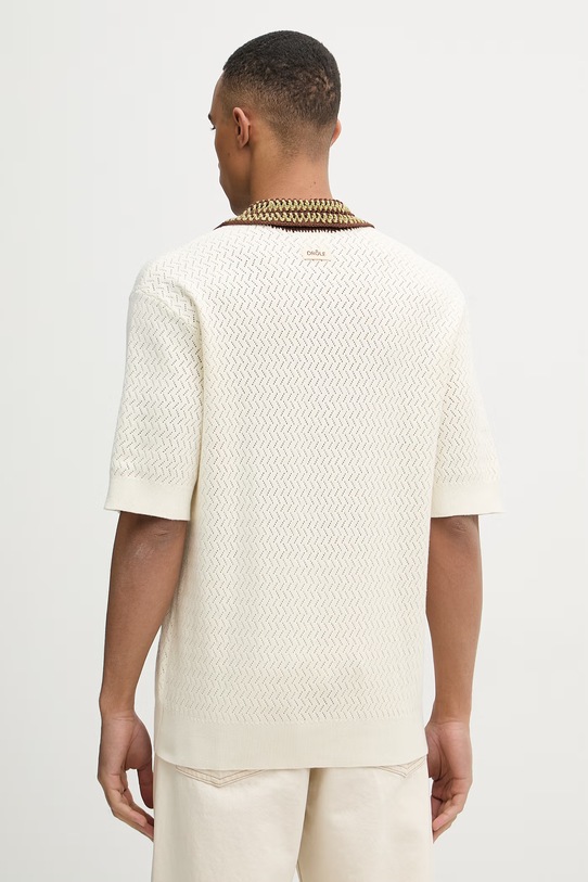 Одежда Drôle de Monsieur поло-свитер мужской хлопковый Maille Ajouré D Miroir K.PO206.CO292.OW бежевый