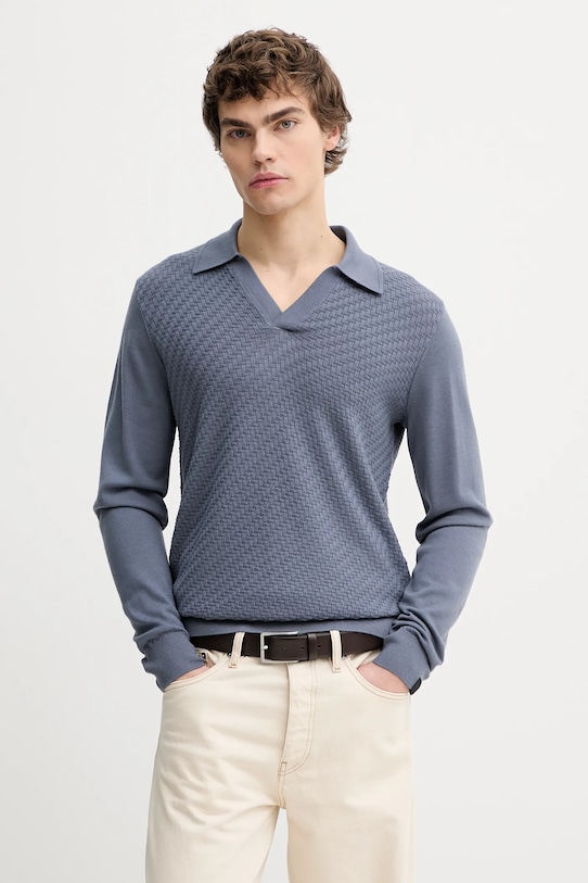 Rag & Bone sweter wełniany szpic niebieski RH8125H6MMN