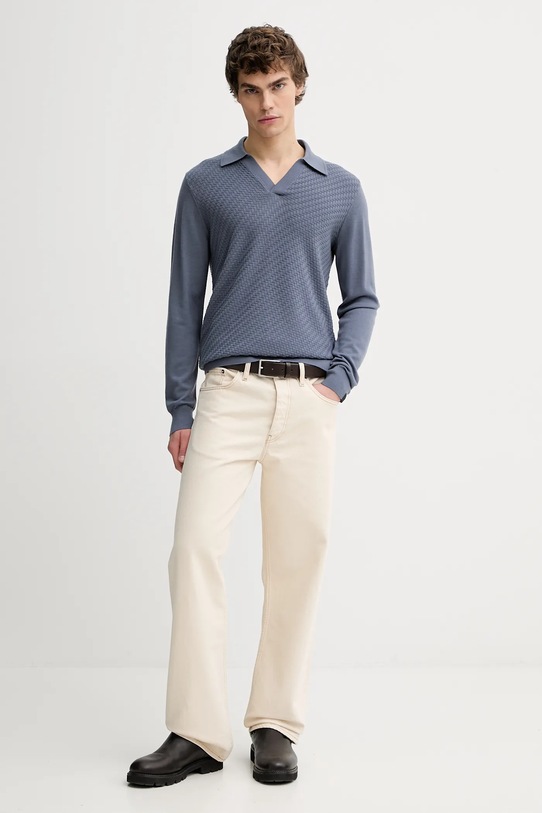 Rag & Bone sweter wełniany RH8125H6MMN niebieski SS26