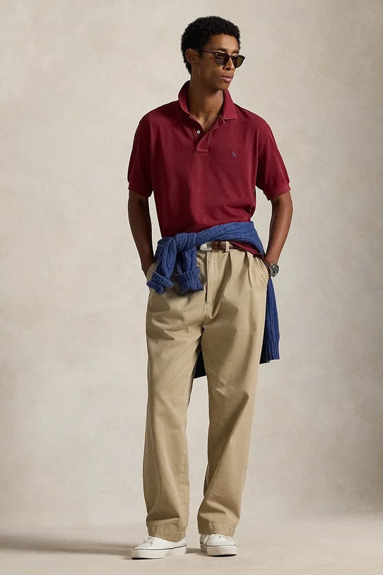 Odzież Polo Ralph Lauren polo bawełniane 710A12934 bordowy