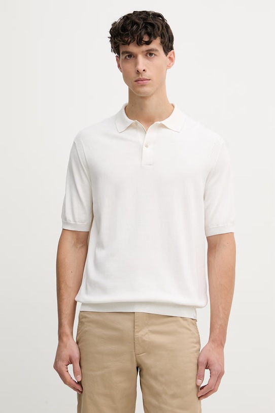 Paul&Shark polo męskie z jedwabiem beżowy 26411608