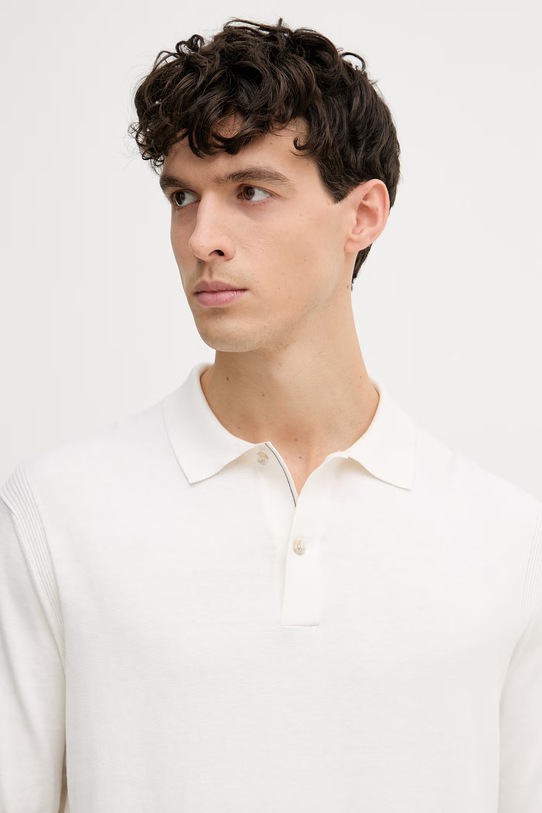 Paul&Shark polo męskie z jedwabiem beżowy 26411608