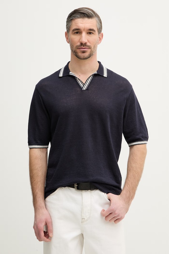 Paul&Shark polo lniane relaxed granatowy 26411624