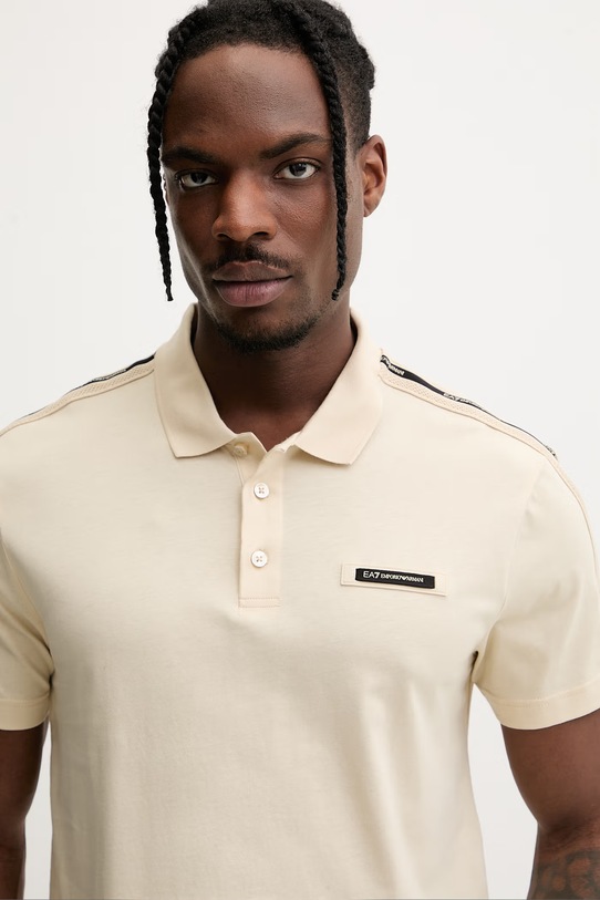 EA7 Emporio Armani t-shirt męski bawełniany beżowy AF10375.7M001477