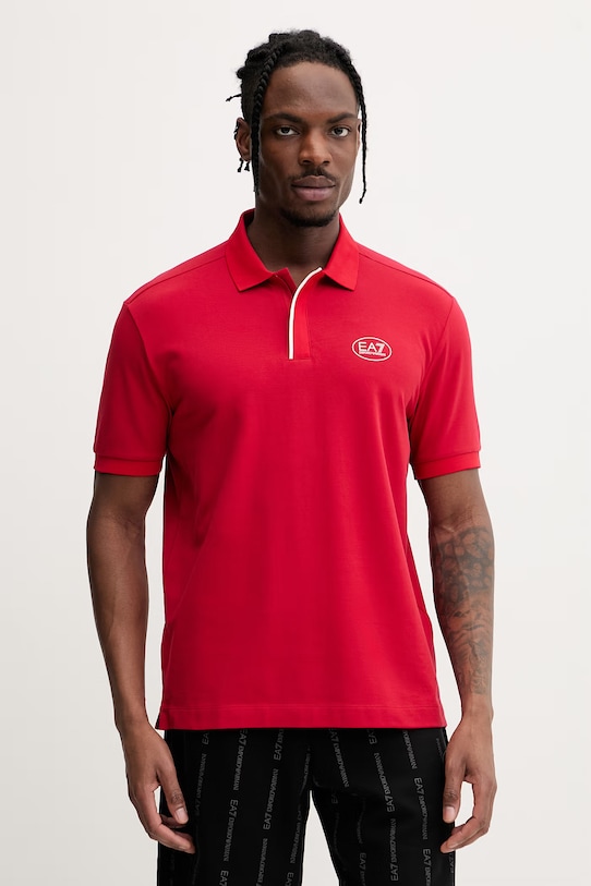 EA7 Emporio Armani polo męskie z bawełną czerwony AF13511.7M001539