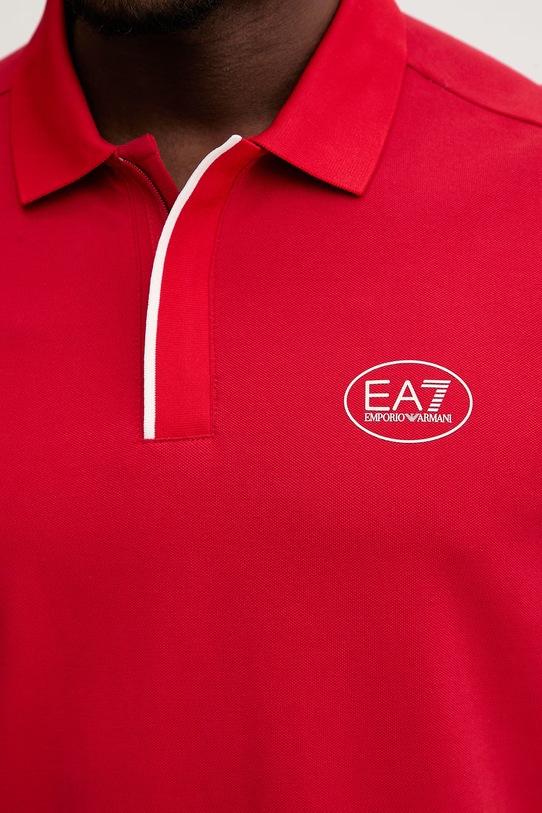 EA7 Emporio Armani polo męskie z bawełną AF13511.7M001539 czerwony