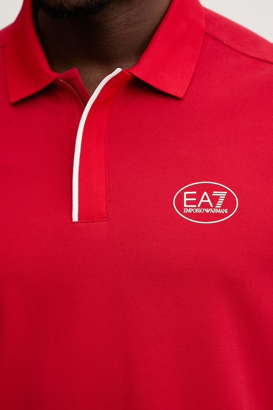 EA7 Emporio Armani polo męskie z bawełną AF13511.7M001539 czerwony