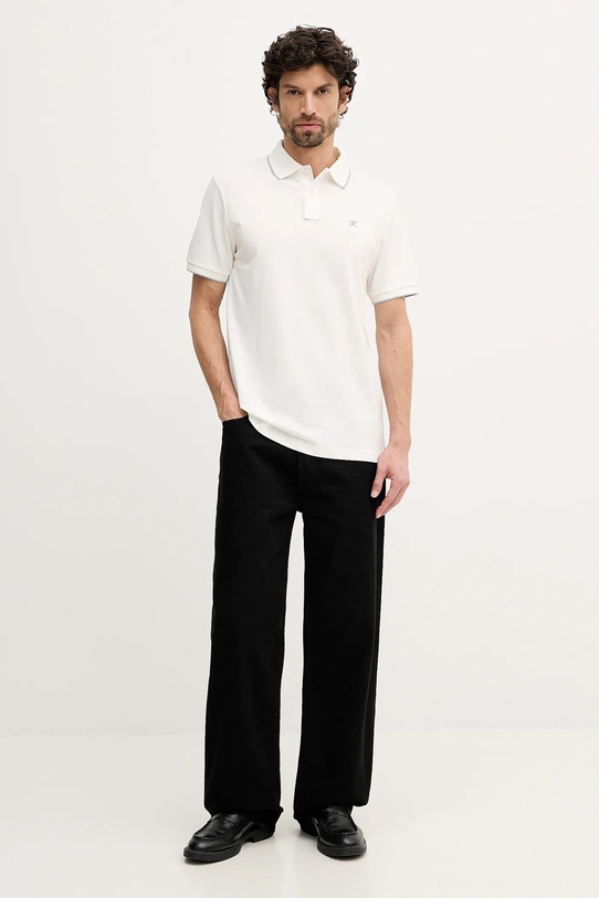 Hackett London polo bawełniane HM5600085 beżowy SS26