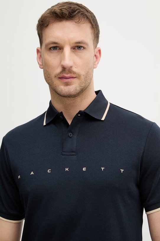 Hackett London polo bawełniane granatowy HM5600120