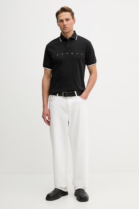 Бавовняне поло Hackett London HM5600120 чорний SS26