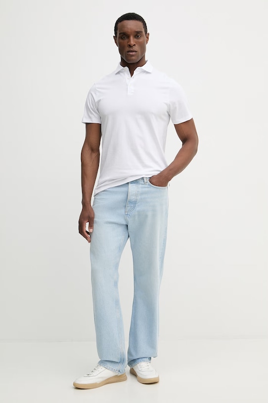 Bavlnené polo tričko Hackett London HM5600098 biela SS26