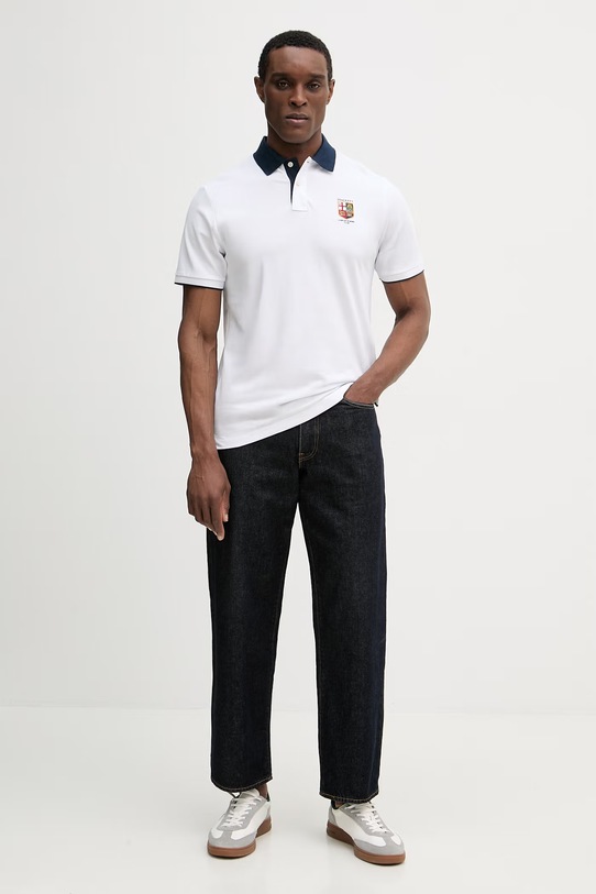 Bavlnené polo tričko Hackett London HM5600138 biela SS26