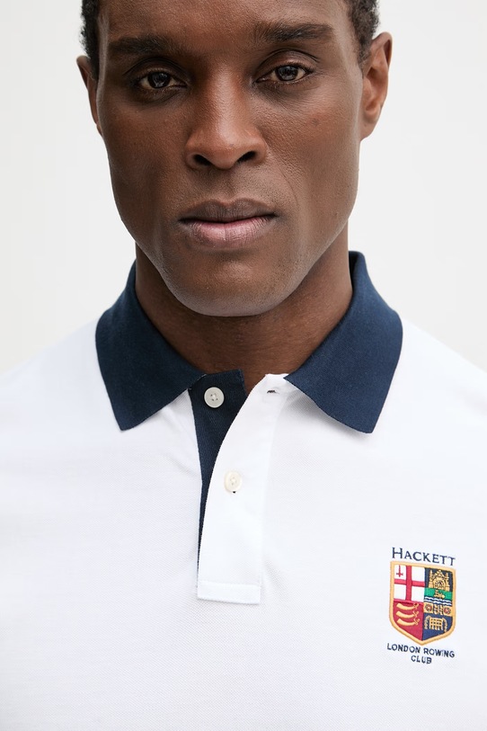 Bavlnené polo tričko Hackett London biela HM5600138