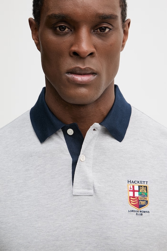 Bavlnené polo tričko Hackett London sivá HM5600138