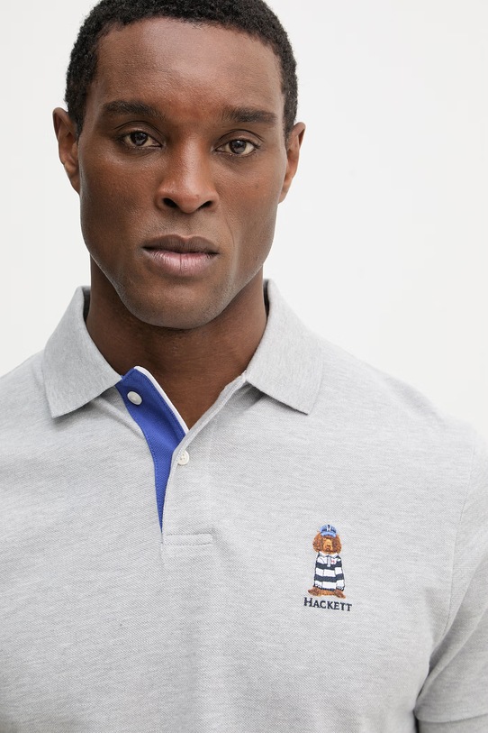 Bavlnené polo tričko Hackett London sivá HM5600142