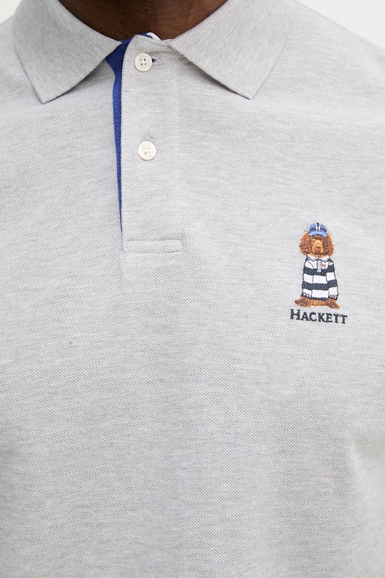 Bavlnené polo tričko Hackett London HM5600142 sivá