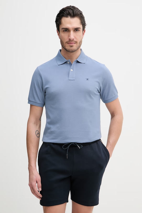 Hackett London polo de bumbac slim albastru HM5600148