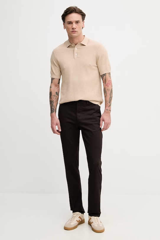 Hackett London polo męskie z bawełną HM7000186 beżowy SS26