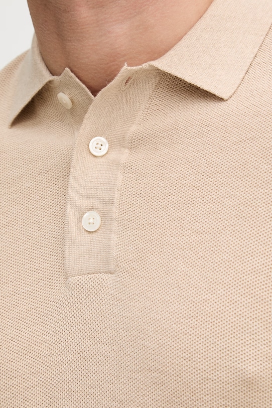 Hackett London polo męskie z bawełną HM7000186 beżowy