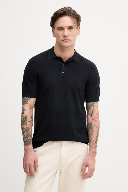 Hackett London polo męskie z bawełną granatowy HM7000186