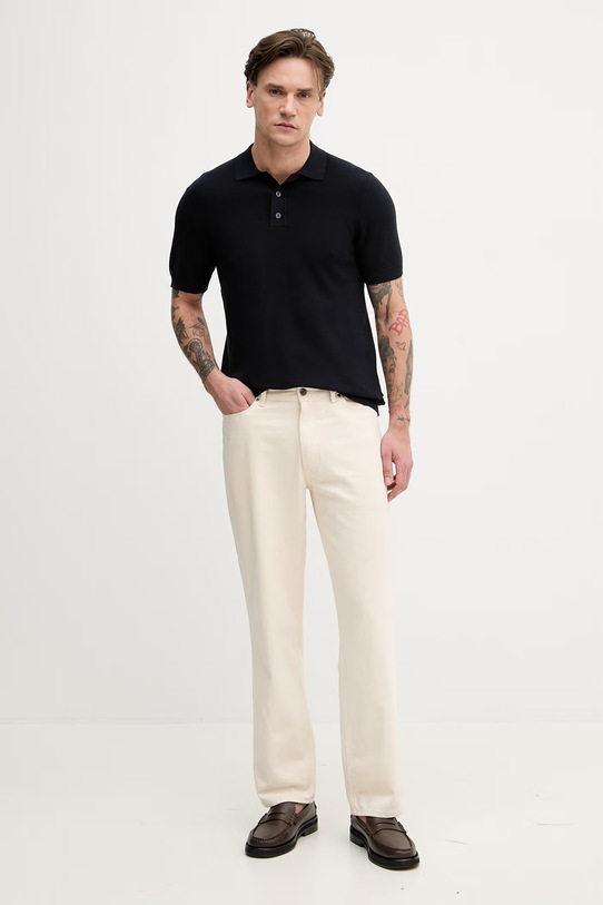 Hackett London polo męskie z bawełną HM7000186 granatowy SS26