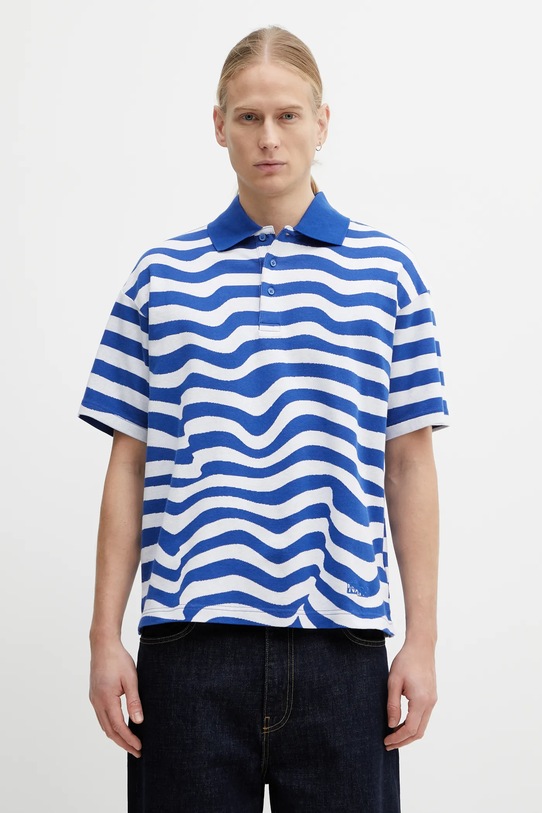 Napapijri polo bawełniane Napapijri x Martine Rose wzorzyste niebieski NP0A4HG9L651