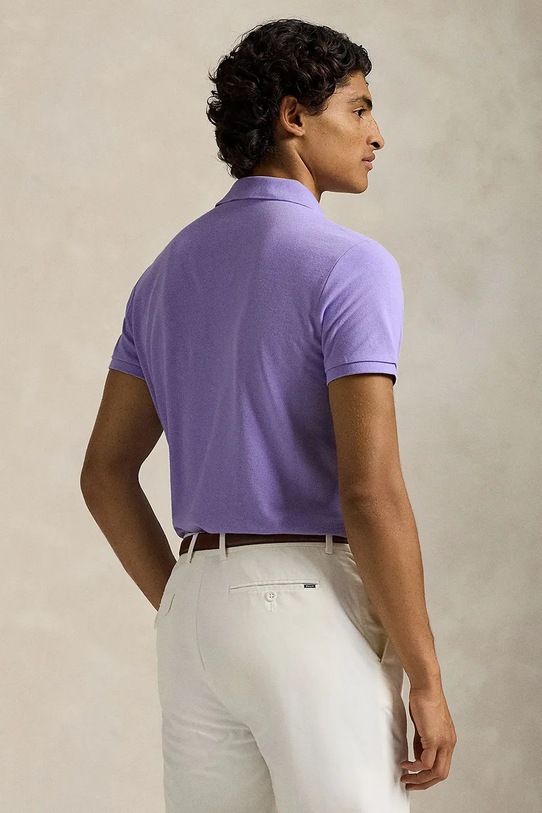 Bavlněné polo tričko Polo Ralph Lauren BASIC MESH 710680784463 fialová SS26