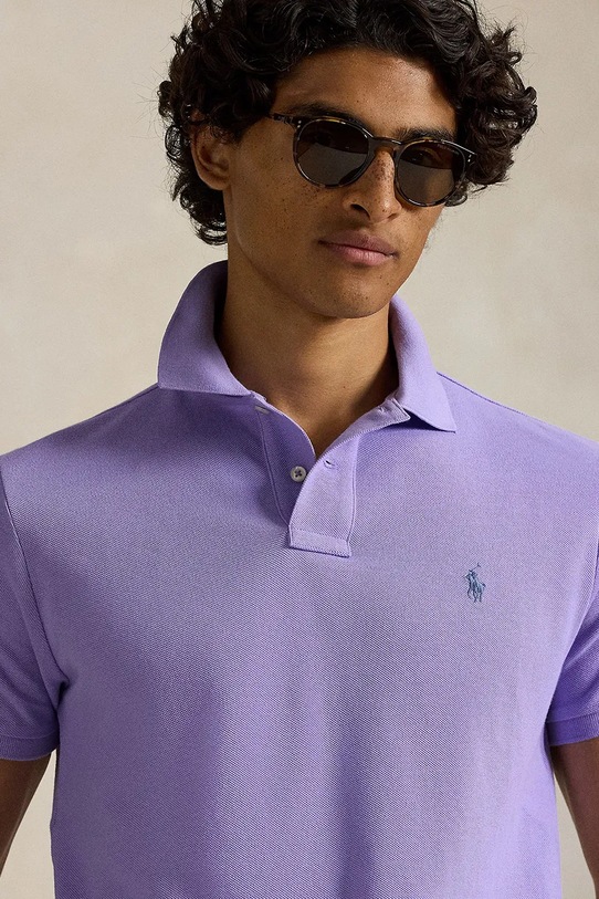 Bavlněné polo tričko Polo Ralph Lauren BASIC MESH fialová 710680784463