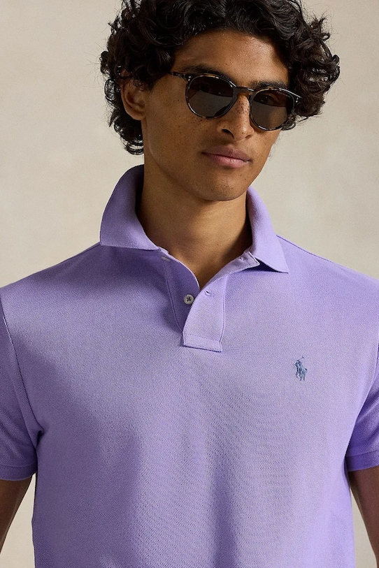 Bavlněné polo tričko Polo Ralph Lauren BASIC MESH fialová 710680784463