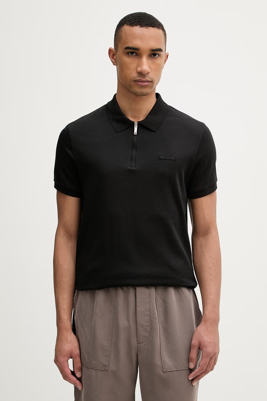 Calvin Klein polo tričko pánske bavlnené čierna LV04LE255G