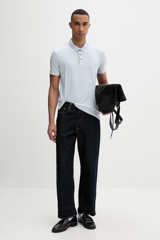 Calvin Klein polo pánské s bavlnou LV04LF200G modrá SS26