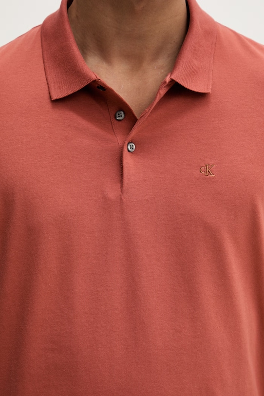 Calvin Klein πόλο Ανδρικό με βαμβάκι LV04LF200G πορτοκαλί