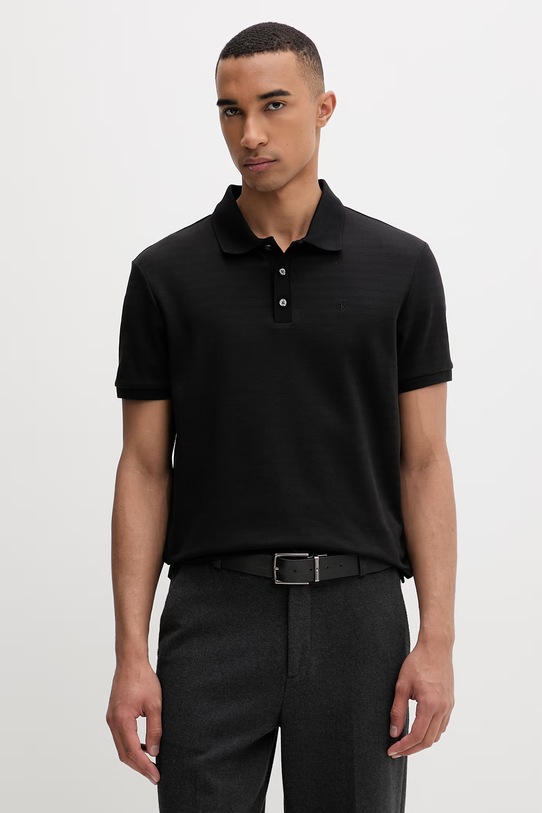 Calvin Klein polo tričko pánske s bavlnou čierna LV04LF206G