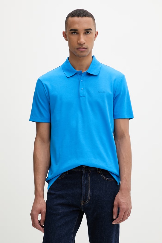 Calvin Klein polo pánské s bavlnou modrá LV04LF208G