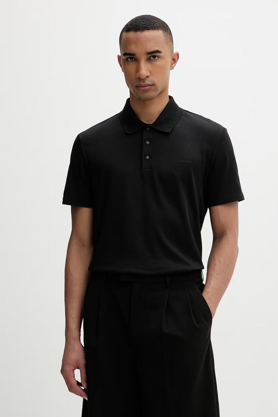 Calvin Klein polo pánské s bavlnou černá LV04LF208G